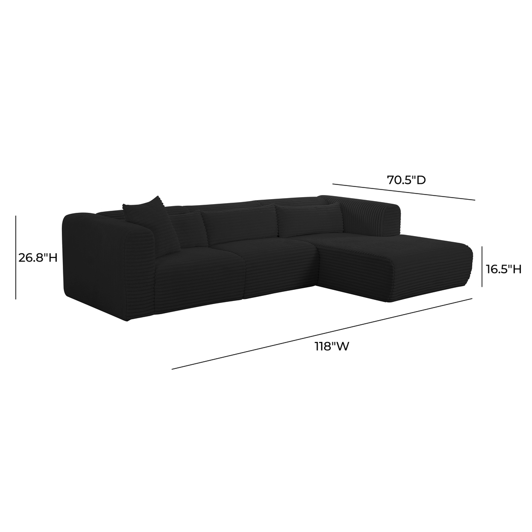 Cableswynd Black 3 Pc Right Arm Chaise Sectional - Thumbnail - Image 7