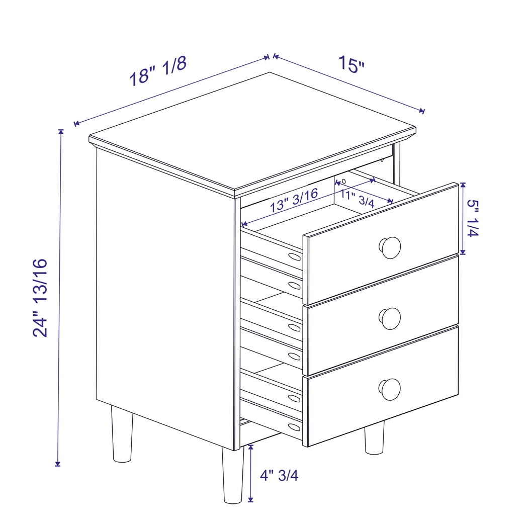 Cadmium Walnut 3 Drawer Nightstand - Thumbnail - Image 5