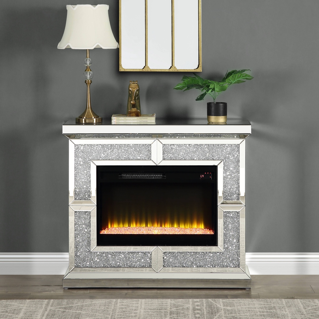 Cadogen Silver 41 in. Console, With Electric Fireplace - Thumbnail - Image 2