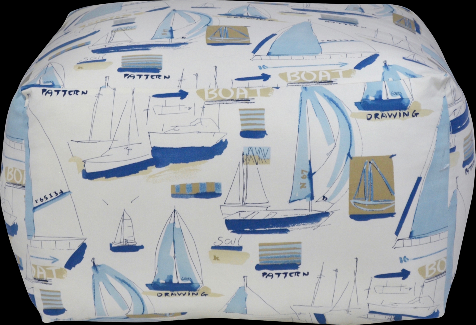 Caelus Blue Square Pouf - Thumbnail - Image 1