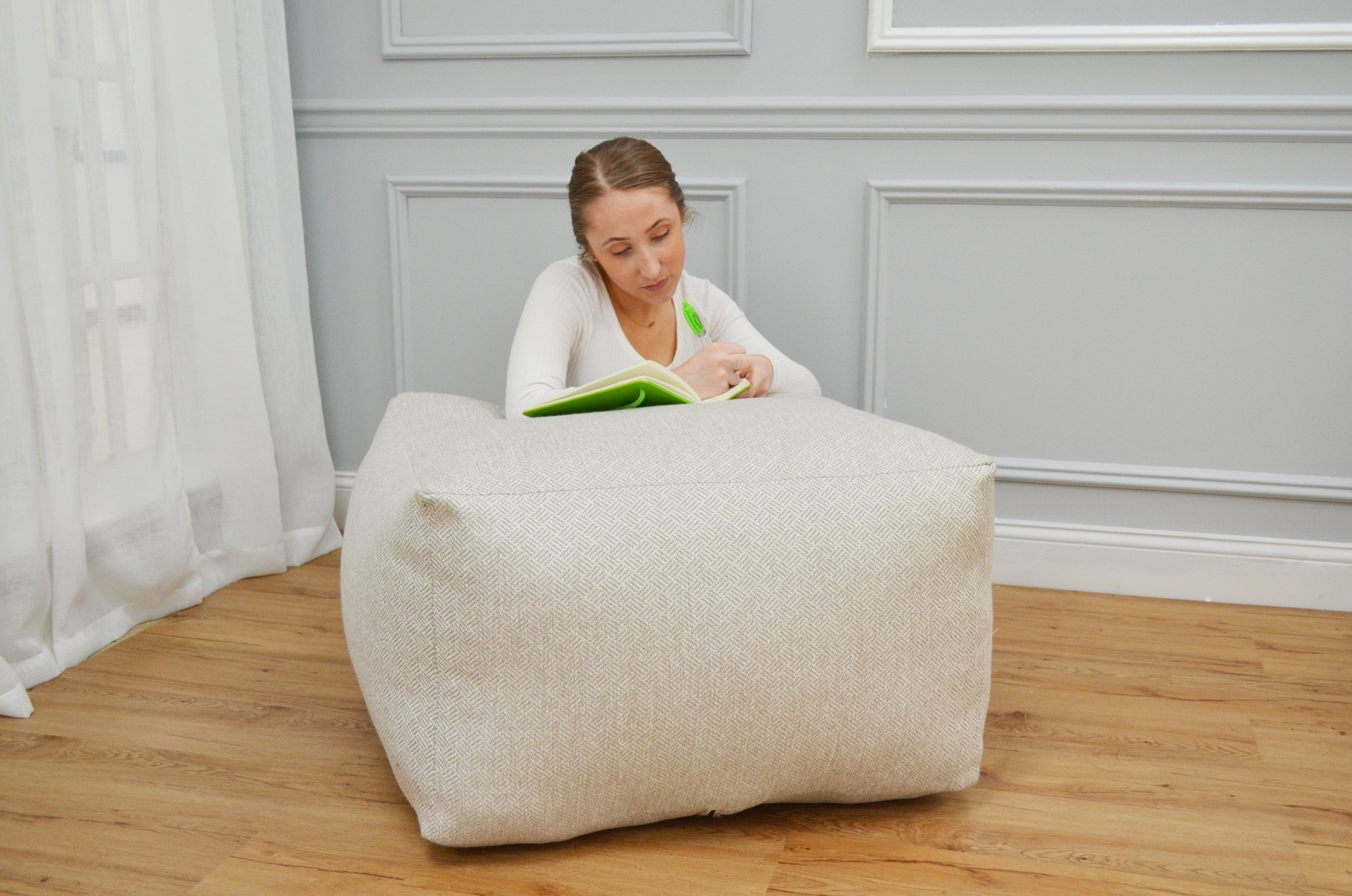 Caelus Tan Square Pouf - Thumbnail - Image 3