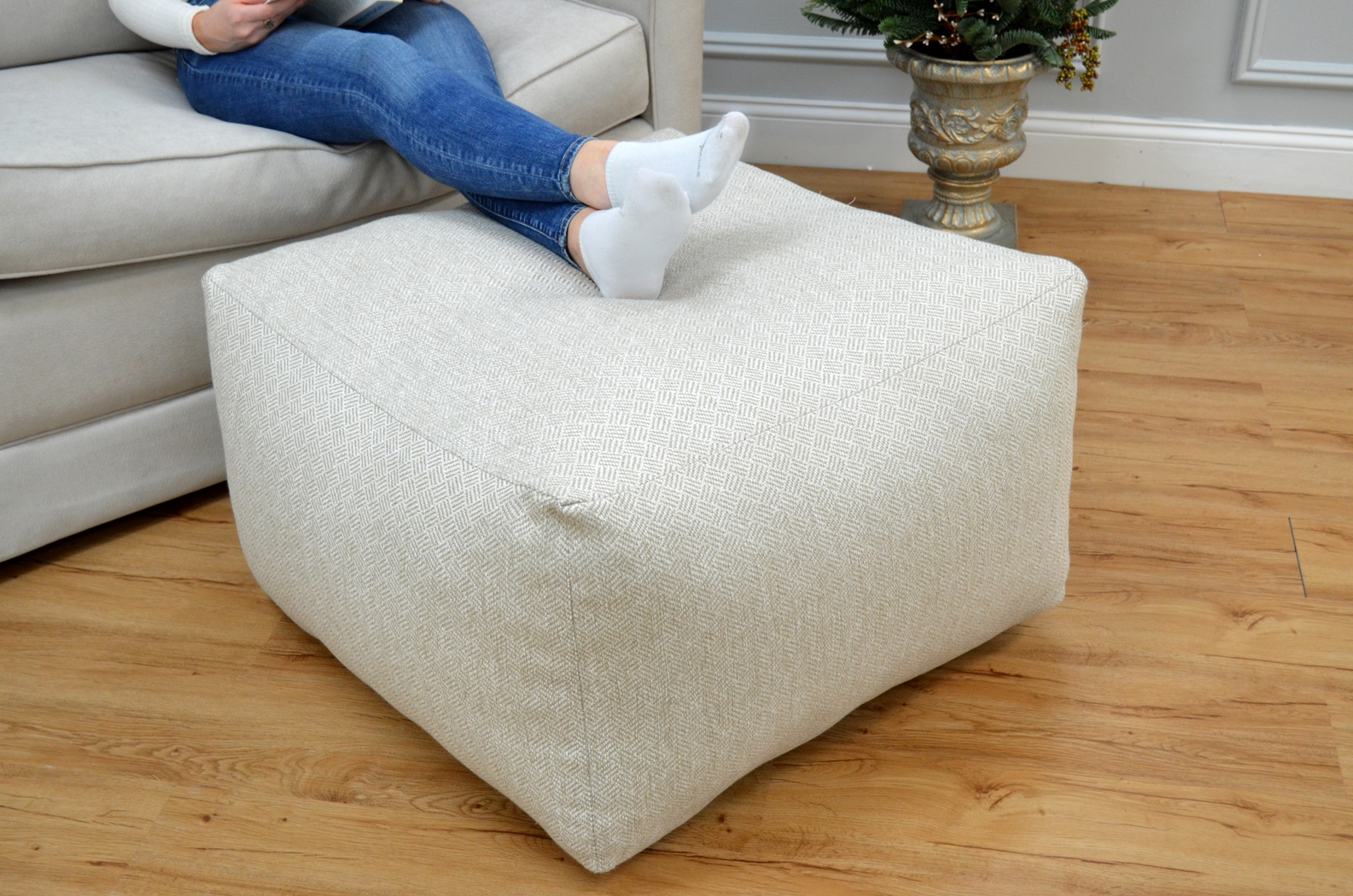 Caelus Tan Square Pouf - Thumbnail - Image 5