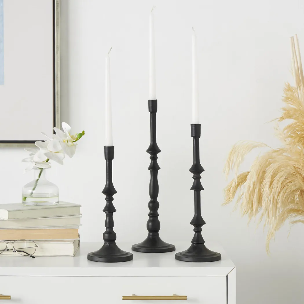 Cahlun Black Candle Holder, Set of 3 - Thumbnail - Image 2