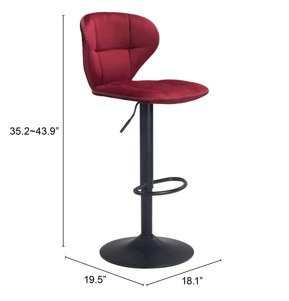 Caitriona Red Adjustable Barstool - Thumbnail - Image 6