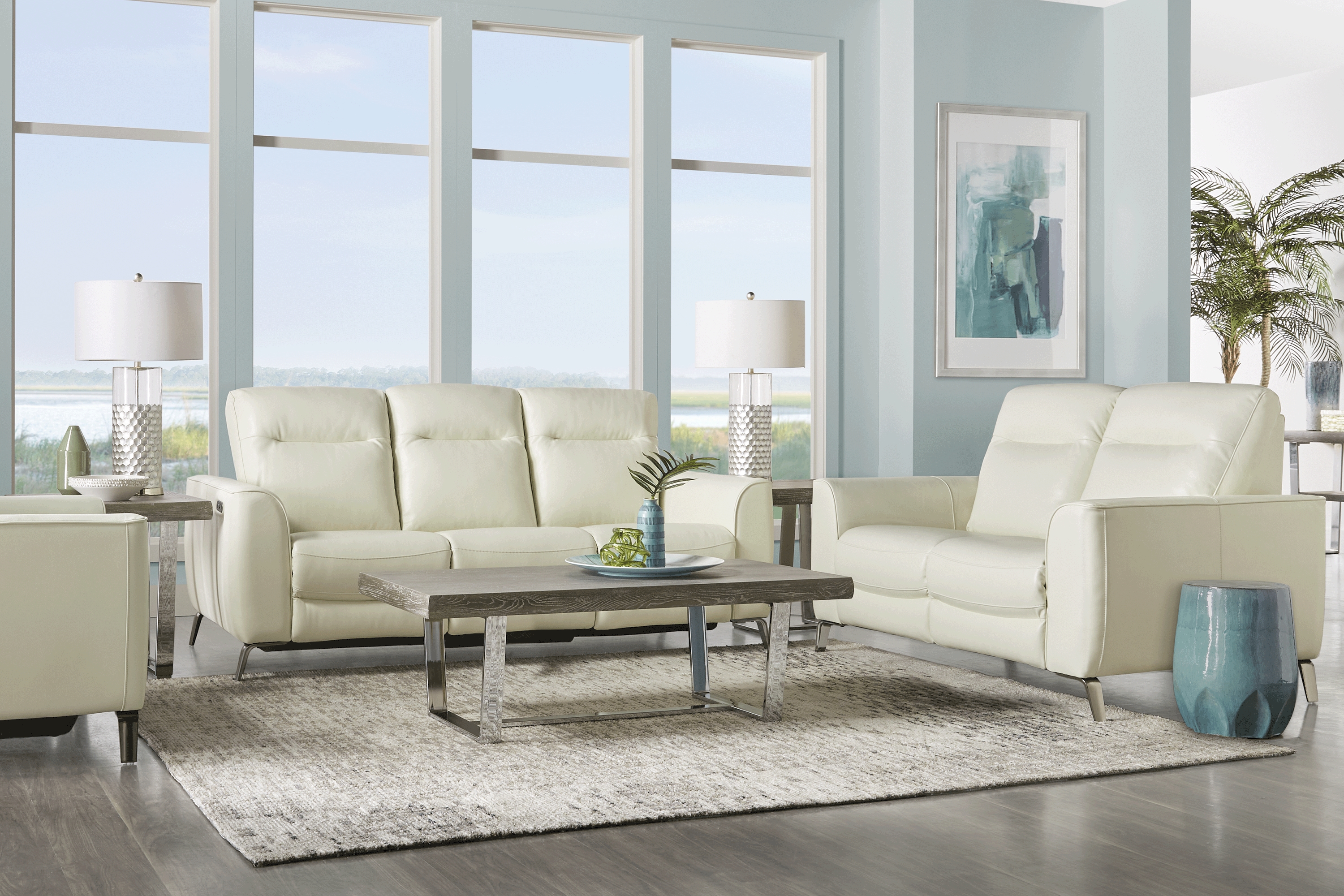 Calabra Ice Leather Dual Power Reclining Sofa - Thumbnail - Image 2