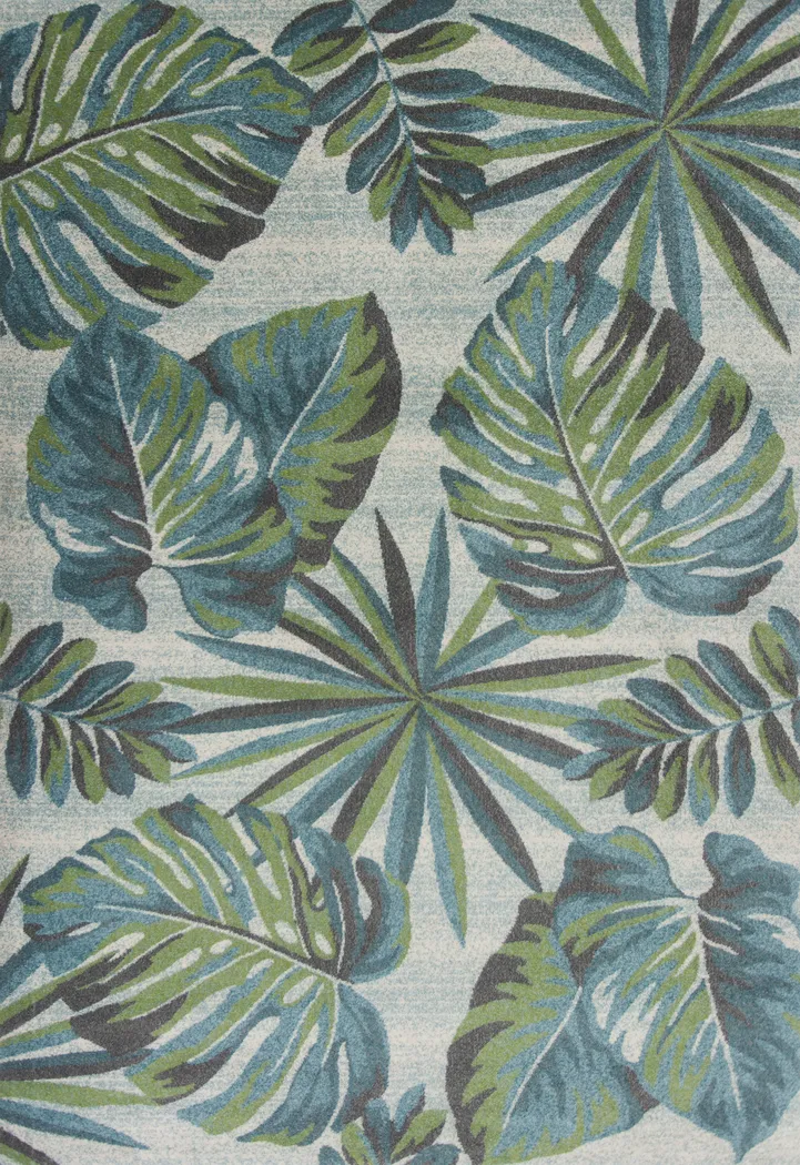 Caladium Palm Teal 5'3 x 7'7 Rug - Thumbnail - Image 1