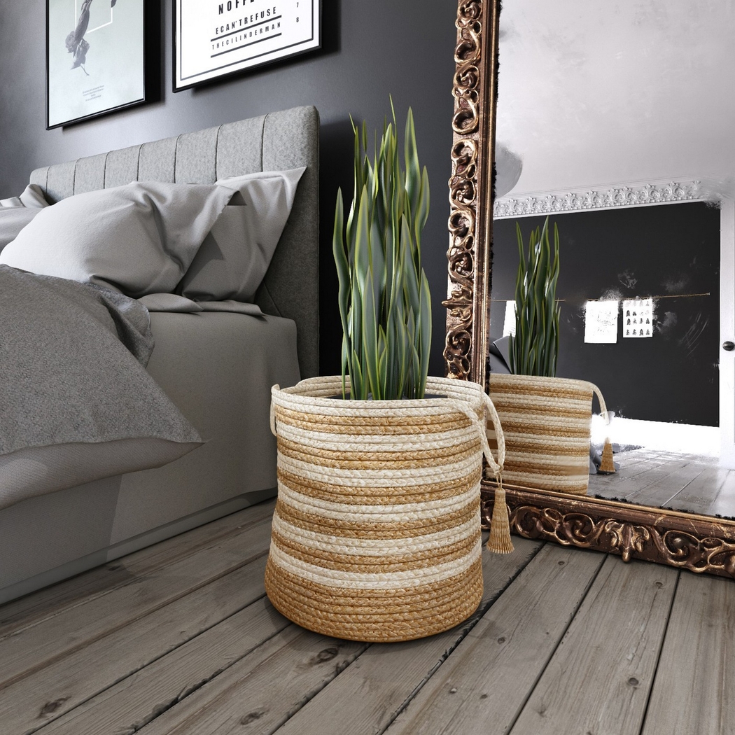 Calarel Tan/White 17 in. Basket - Thumbnail - Image 2