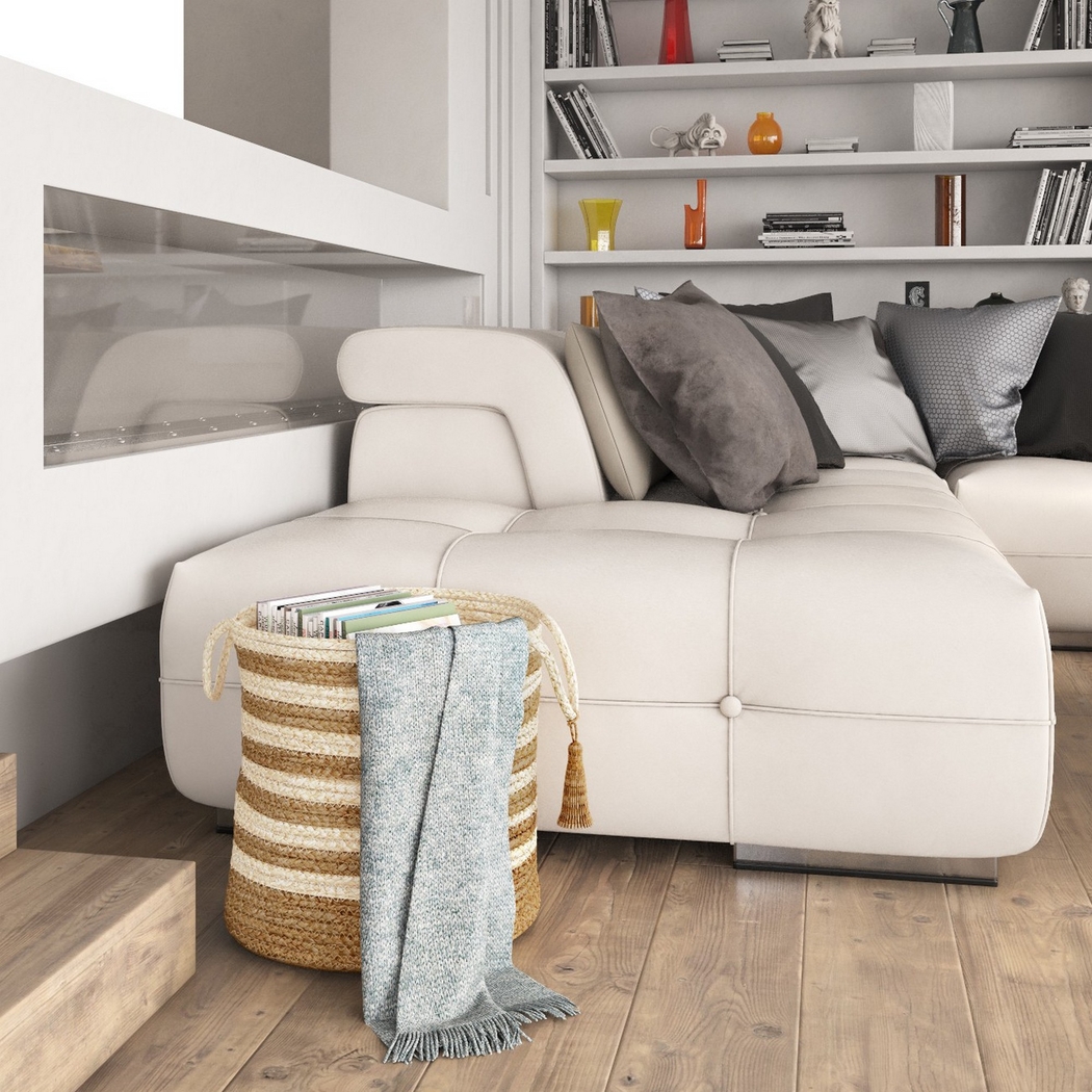 Calarel Tan/White 17 in. Basket - Thumbnail - Image 3