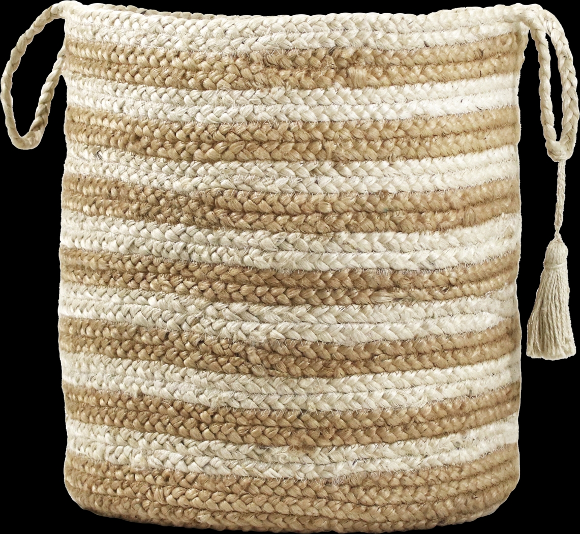 Calarel Tan/White 19 in. Basket - Thumbnail - Image 1