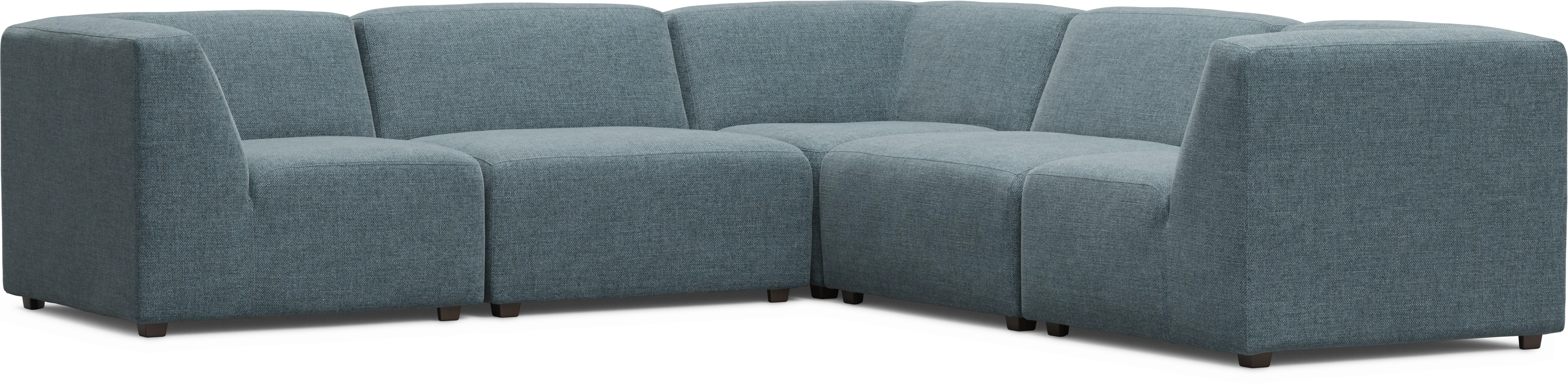 Calay 5 Pc Outdoor Sectional with Teal Slipcovers - Thumbnail - Image 1