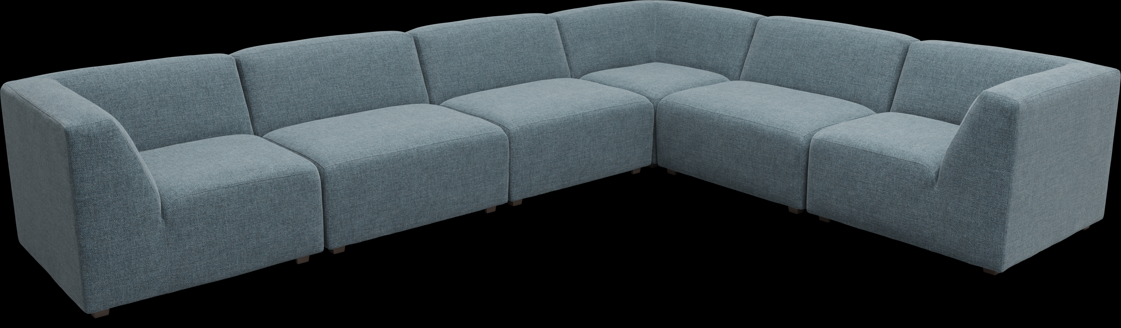 Calay 6 Pc Outdoor Sectional with Teal Slipcovers - Thumbnail - Image 1