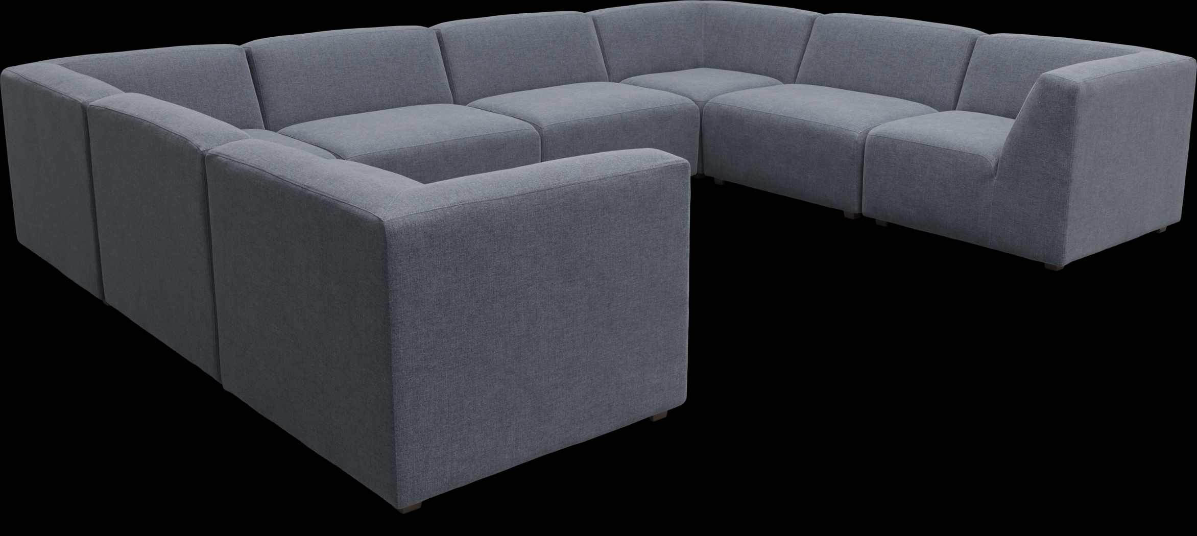 Calay 8 Pc Outdoor Sectional with Denim Slipcovers - Thumbnail - Image 1