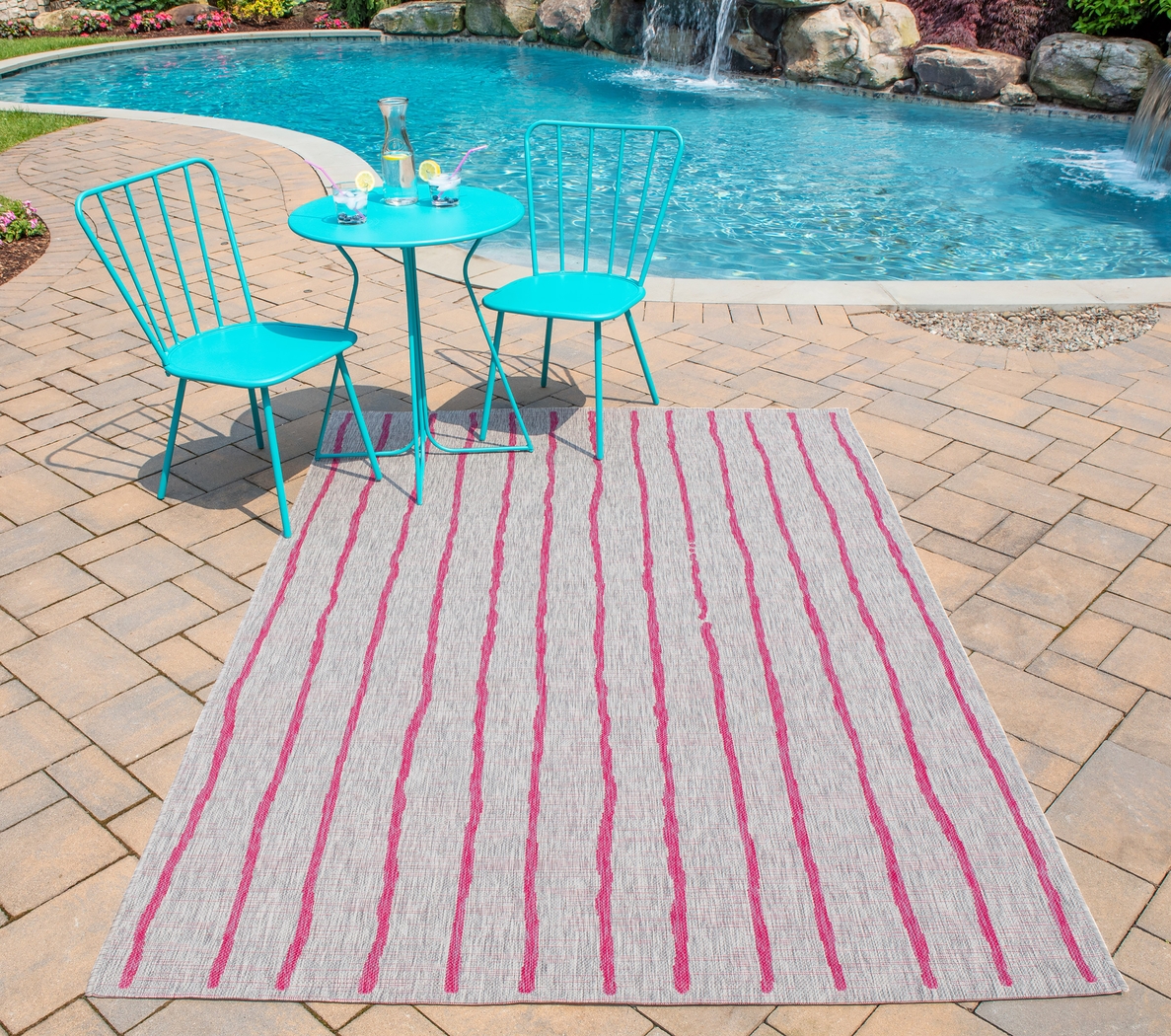 Calbo Pink 7'10 x 10'10 Indoor/Outdoor Rug - Thumbnail - Image 2