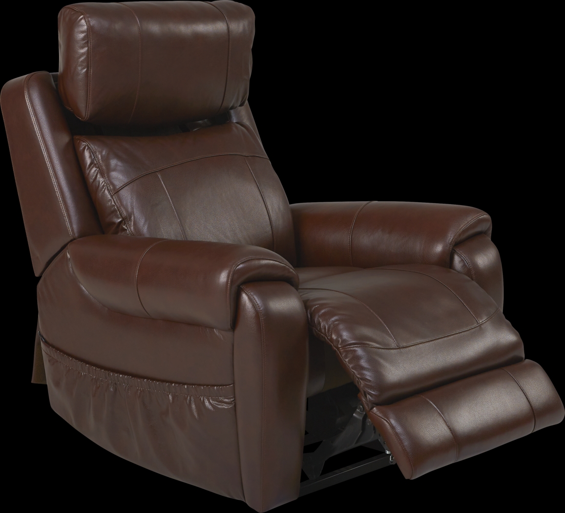 Calden Brown Leather Lift Chair Dual Power Recliner - Thumbnail - Image 2