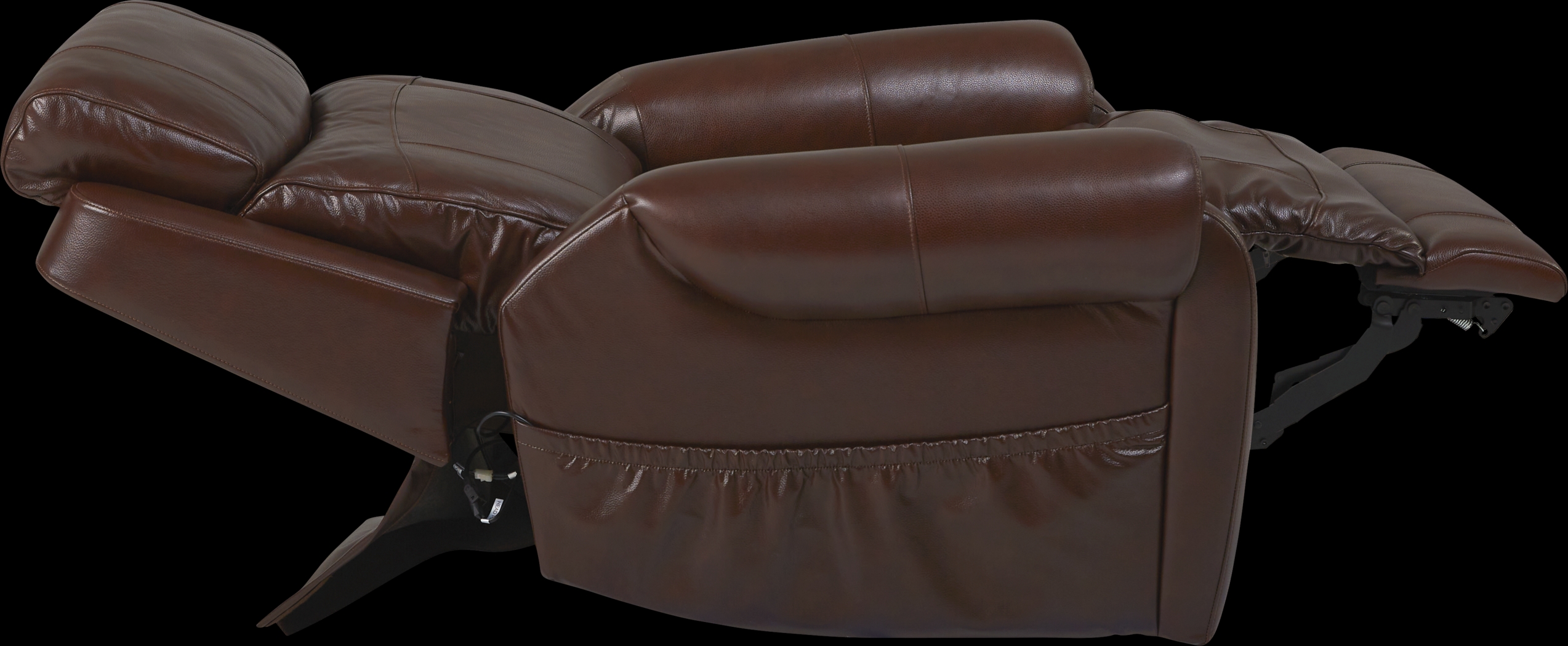 Calden Brown Leather Lift Chair Dual Power Recliner - Thumbnail - Image 5