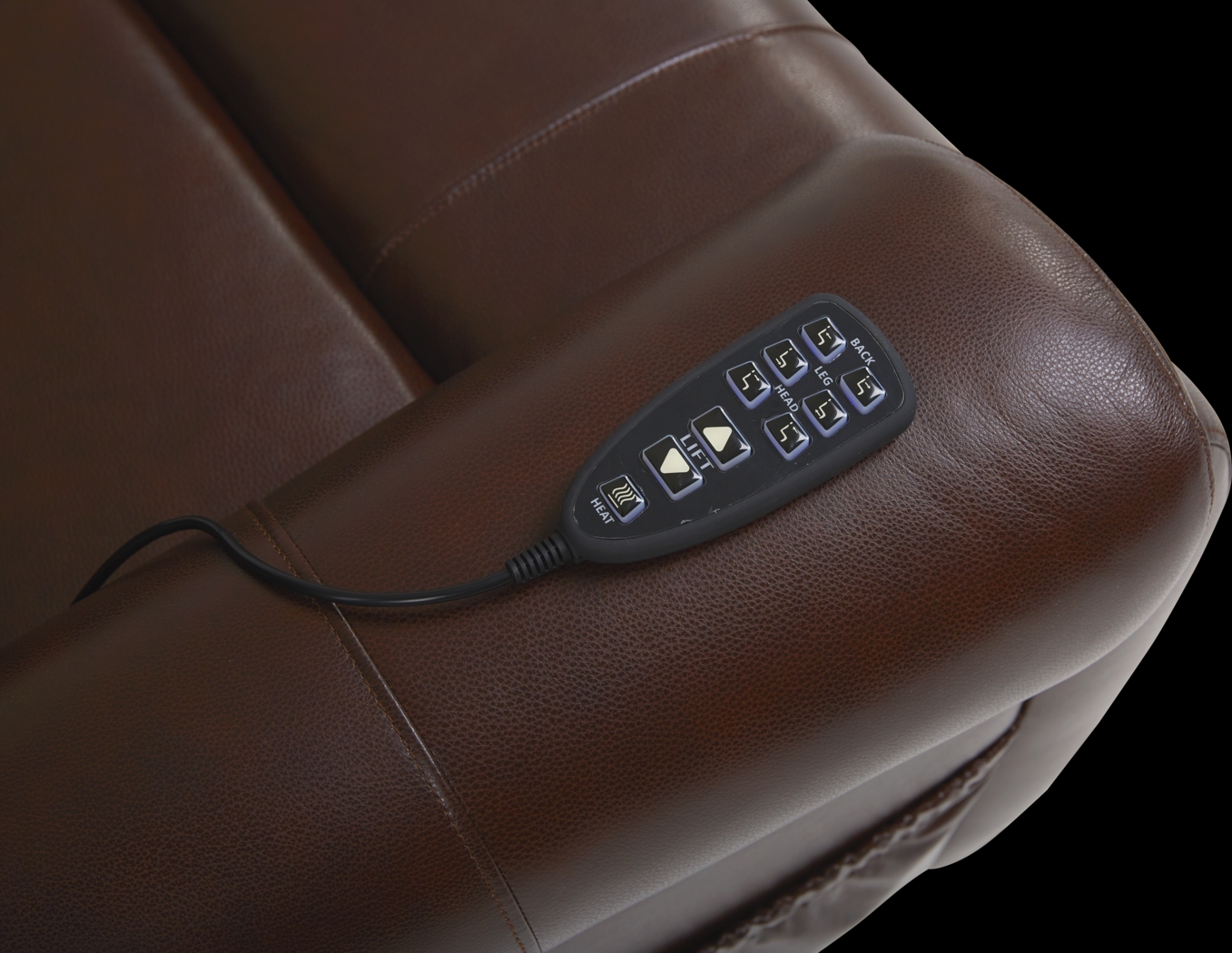 Calden Brown Leather Lift Chair Dual Power Recliner - Thumbnail - Image 7