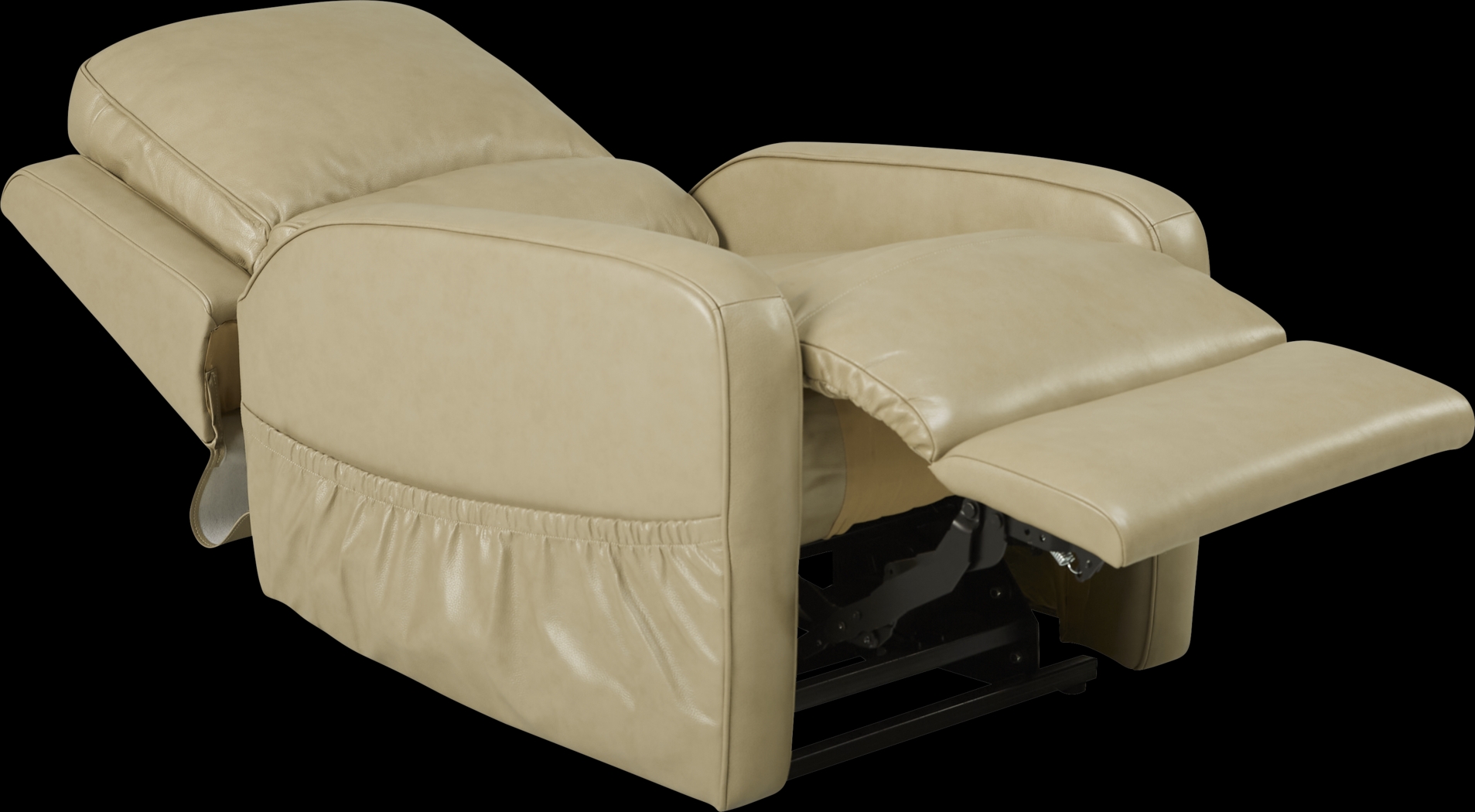 Calero Beige Leather Lift Chair Dual Power Recliner - Thumbnail - Image 2