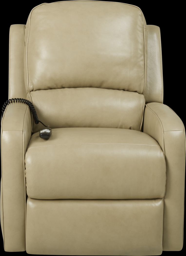 Calero Beige Leather Lift Chair Dual Power Recliner - Thumbnail - Image 4