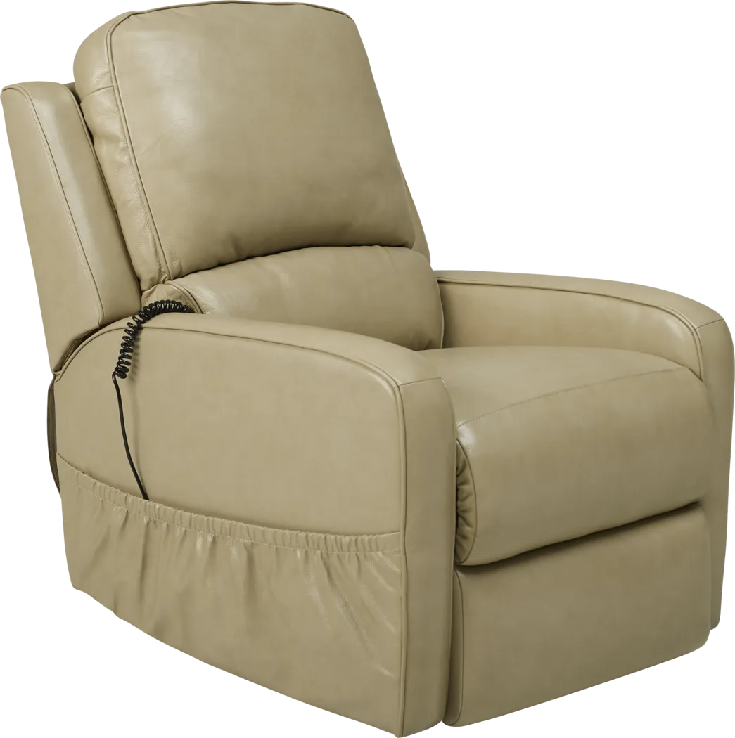 Calero Beige Leather Lift Chair Dual Power Recliner - Image 6