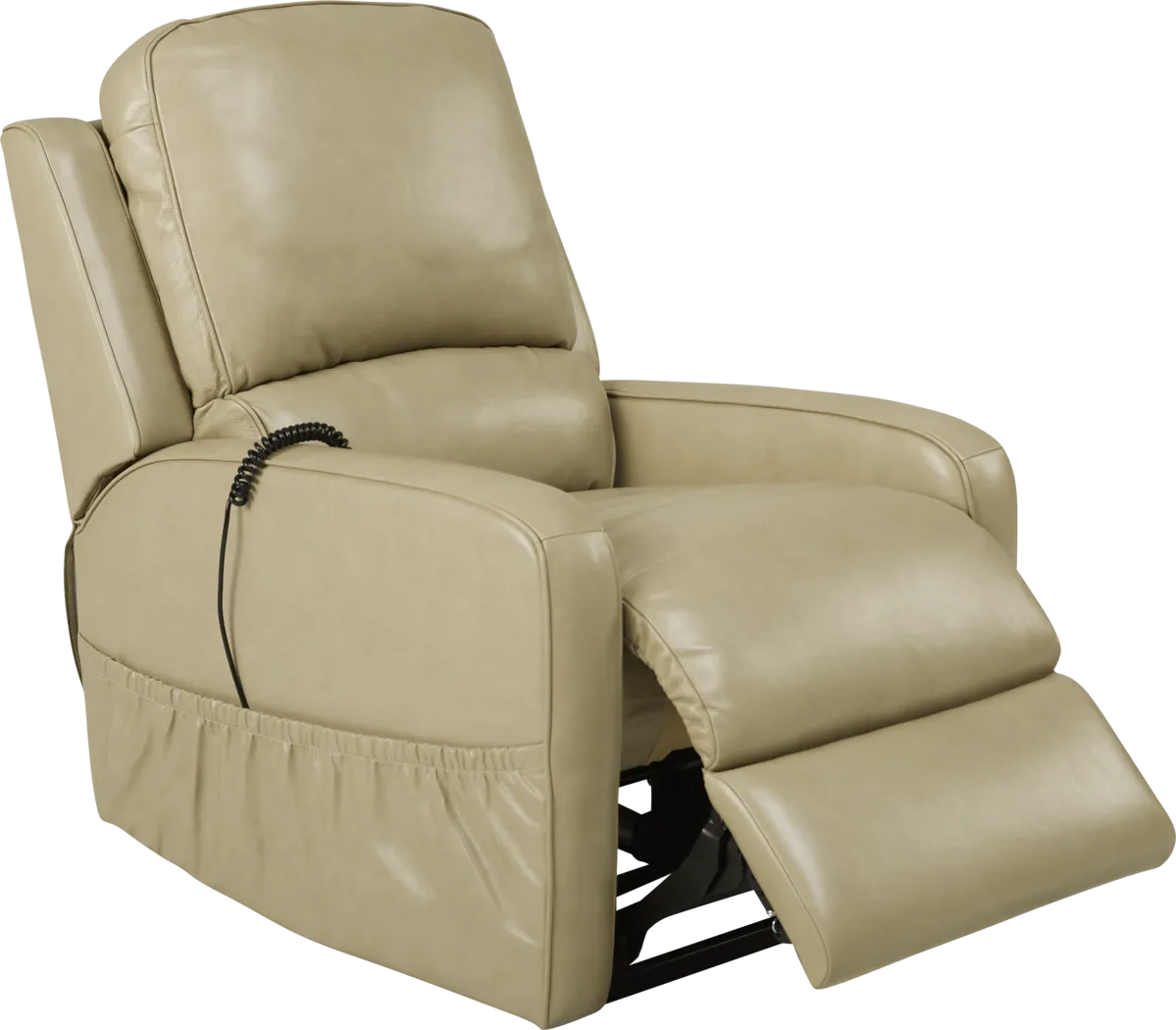 Calero Beige Leather Lift Chair Dual Power Recliner - Image 8