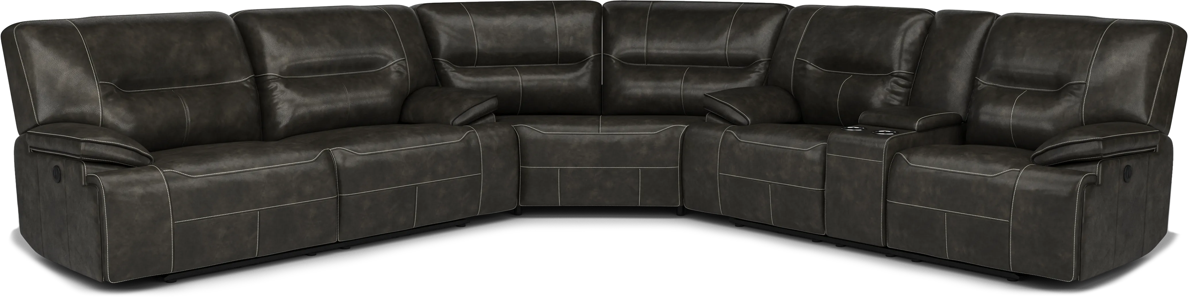 Cindy Crawford Home Caletta Gray 6 Pc Leather Power Reclining Sectional Living Room - Thumbnail - Image 2