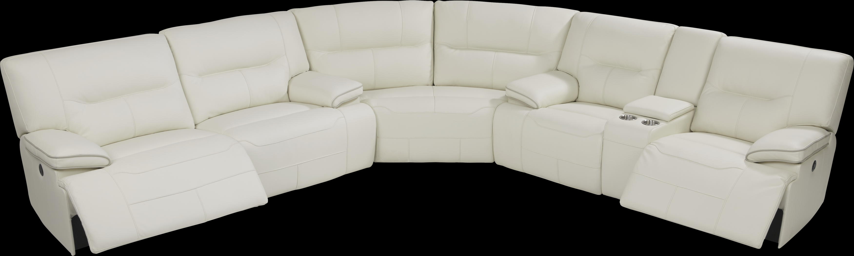 Cindy Crawford Home Caletta Off-White 3 Pc Leather Power Reclining Sectional - Thumbnail - Image 3
