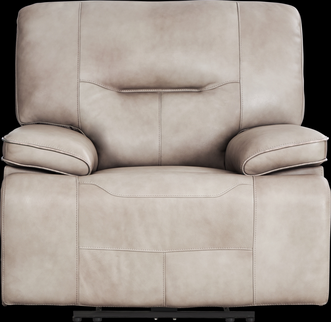 Caletta Way Beige Leather Dual Power Recliner - Thumbnail - Image 2