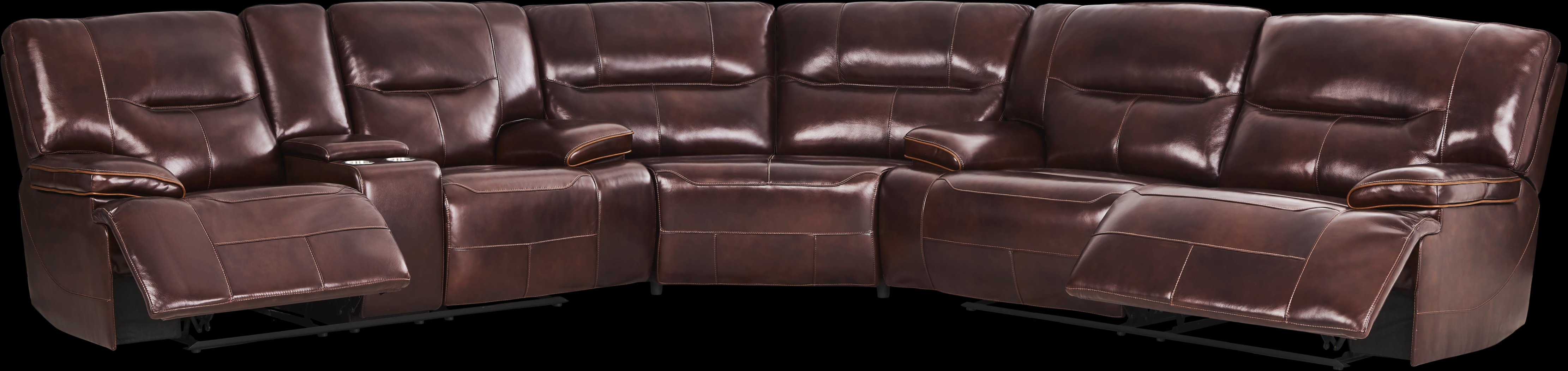 Caletta Way Merlot Leather 3 Pc Reclining Sectional - Thumbnail - Image 1