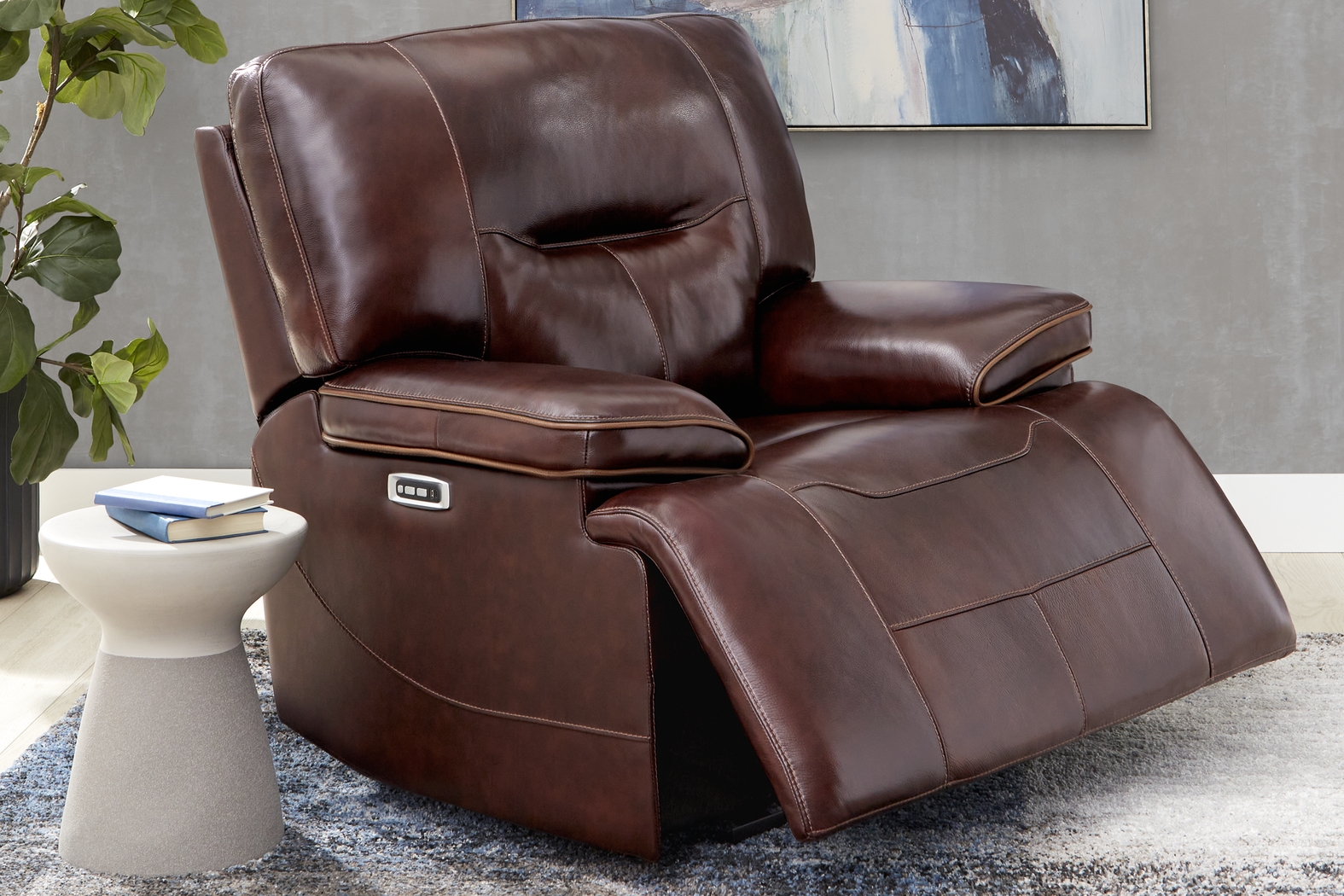 Caletta Way Merlot Leather Dual Power Recliner - Thumbnail - Image 3