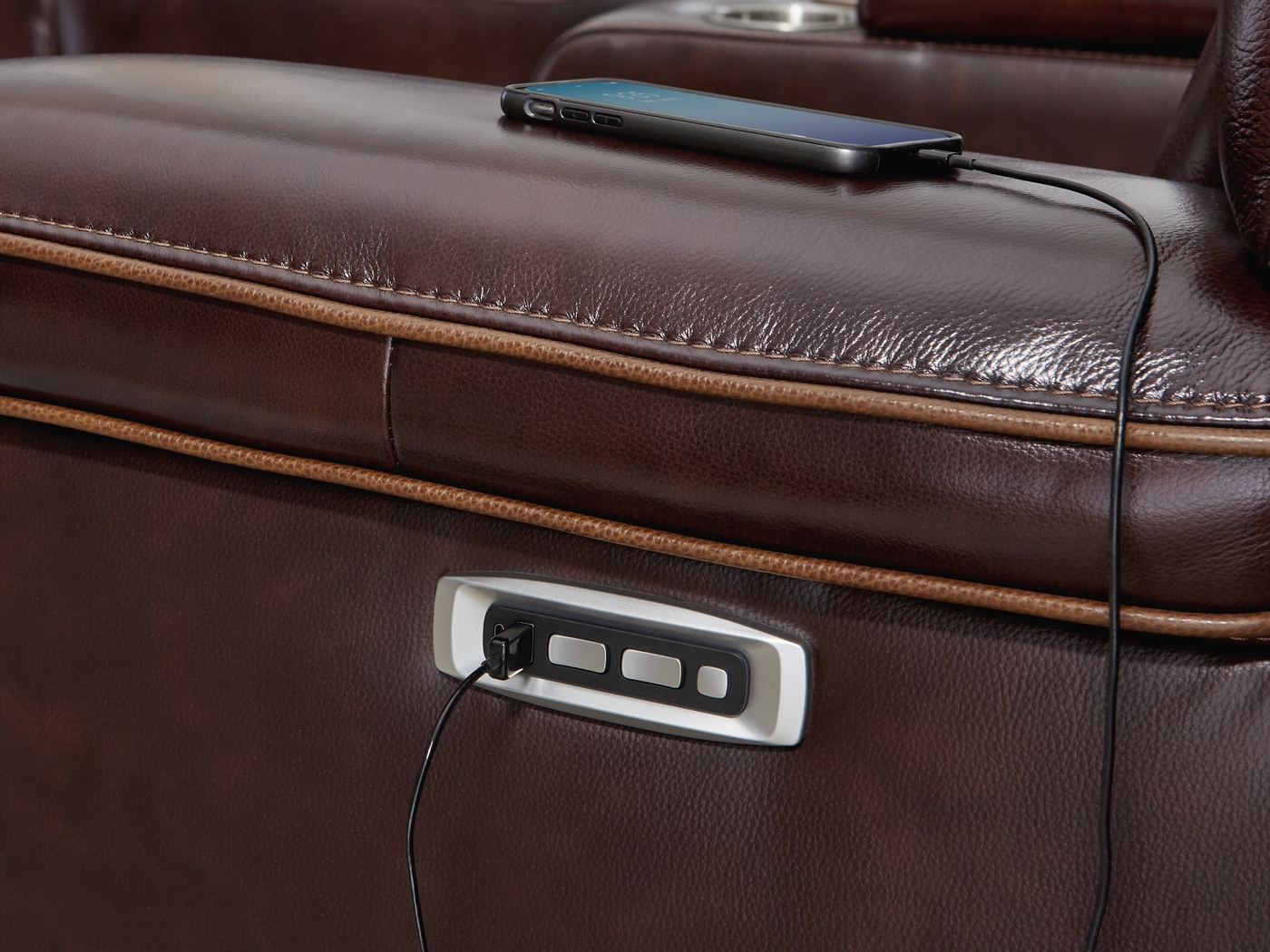 Caletta Way Merlot Leather Dual Power Recliner - Thumbnail - Image 4