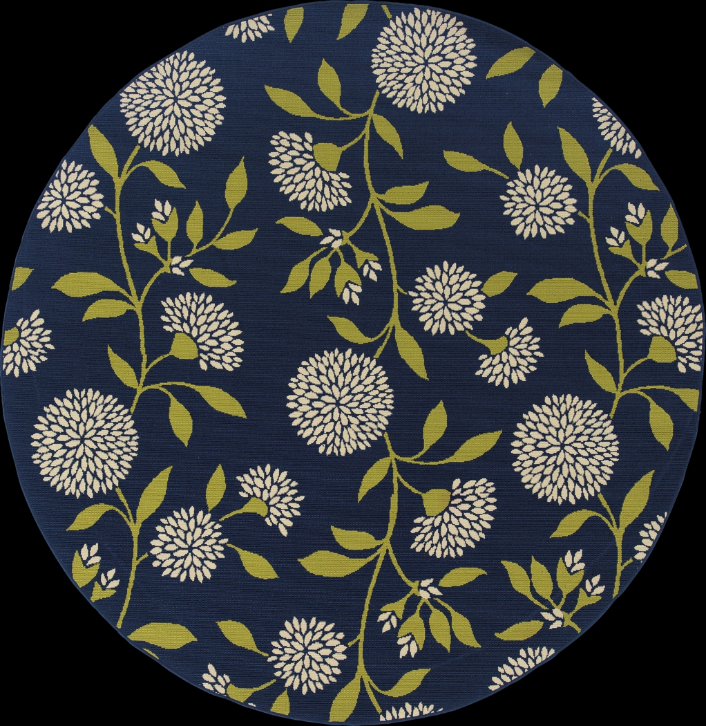 Caliah Blue 7'10 Round Indoor/Outdoor Rug - Thumbnail - Image 1