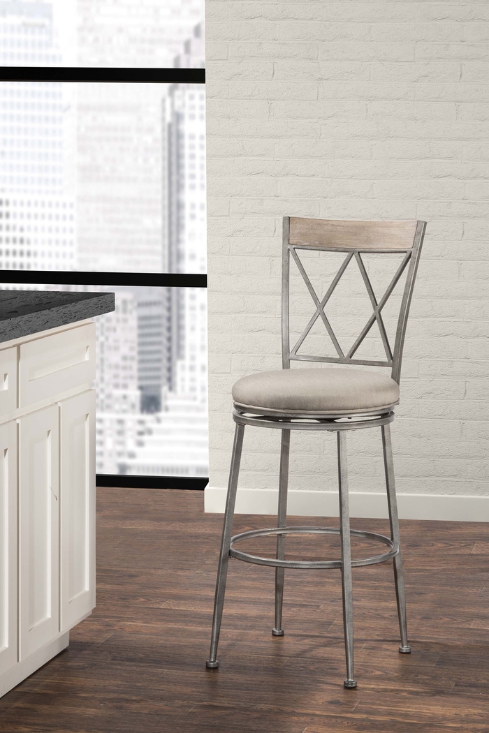 Calinda Pewter Outdoor Swivel Barstool - Thumbnail - Image 2