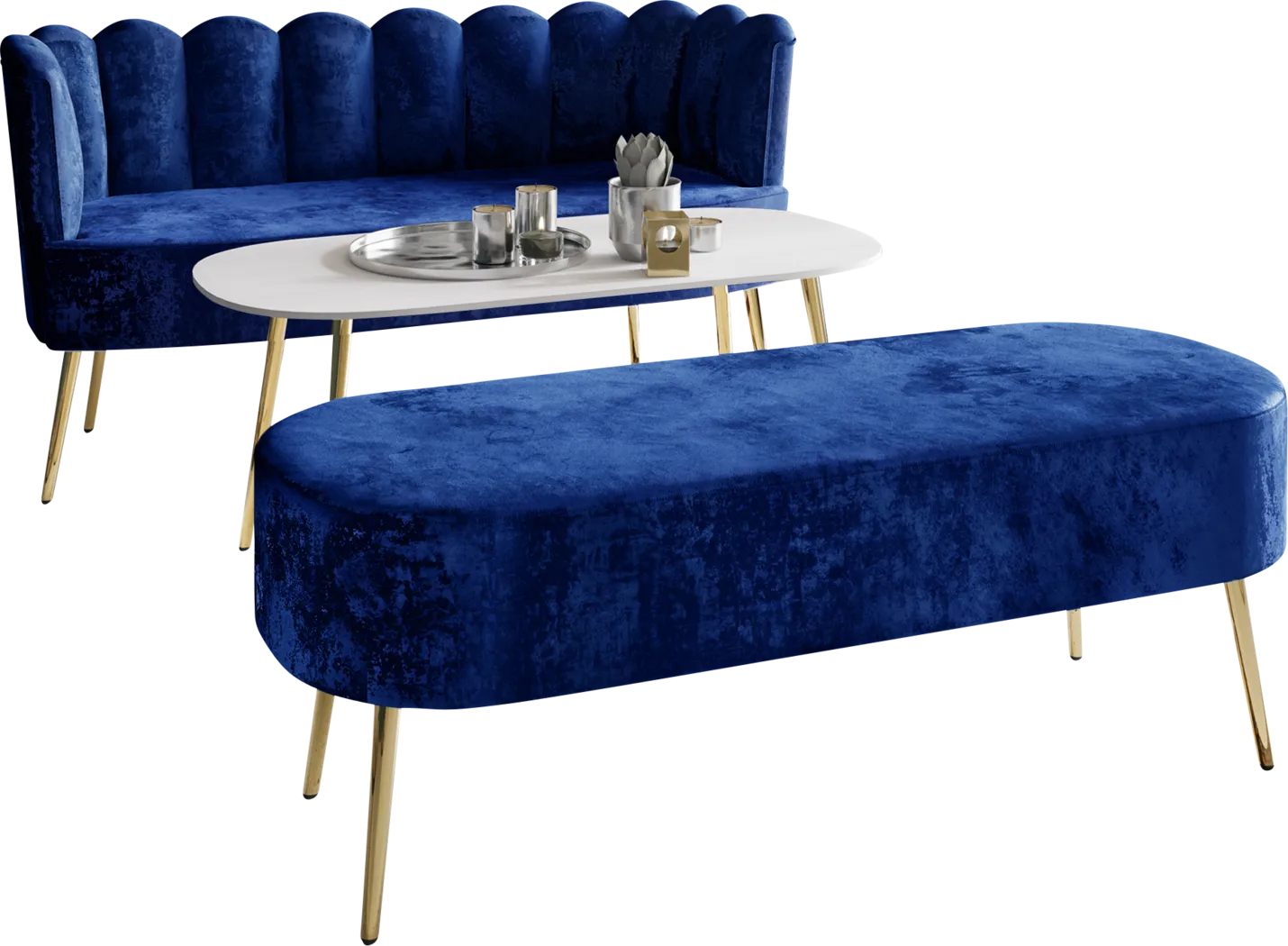 Calista Blue Sofa Set - Image 1