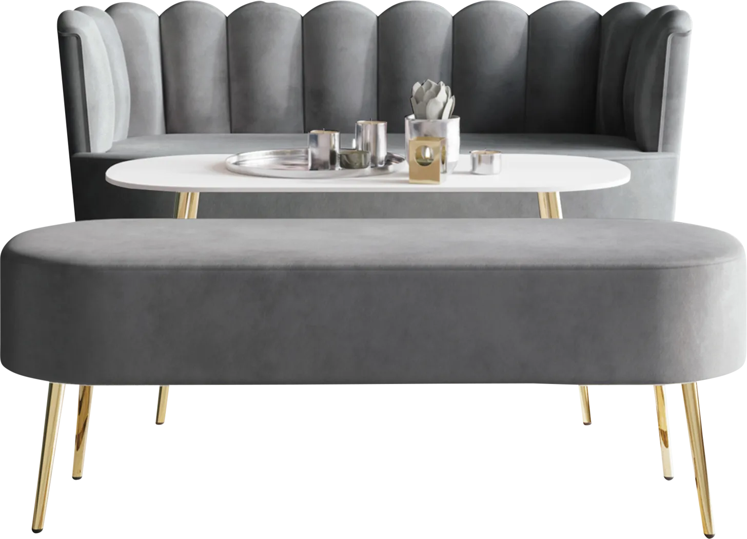 Calista Light Gray Sofa Set - Image 6