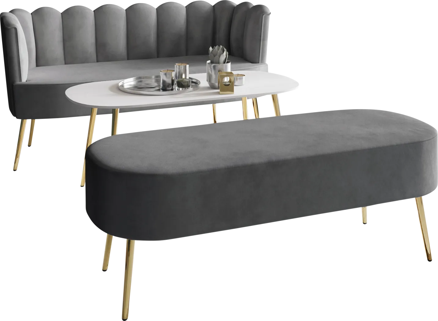 Calista Light Gray Sofa Set - Image 1