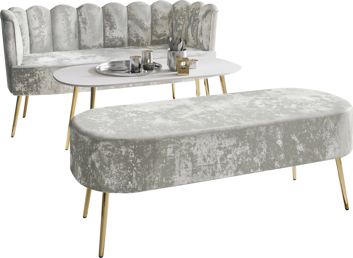 Calista Silver Sofa Set - Image 1