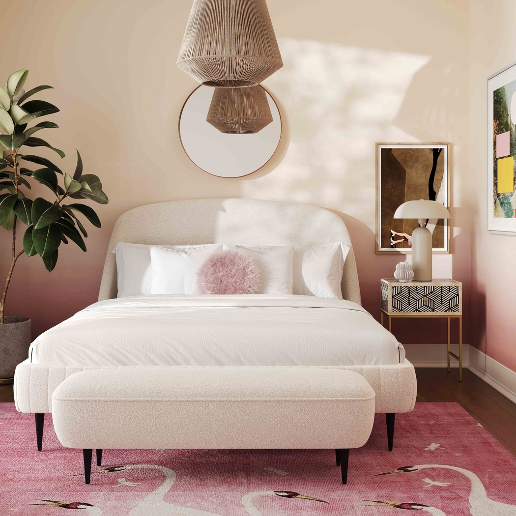 Calstan Cream Queen Upholstered Bed - Thumbnail - Image 2