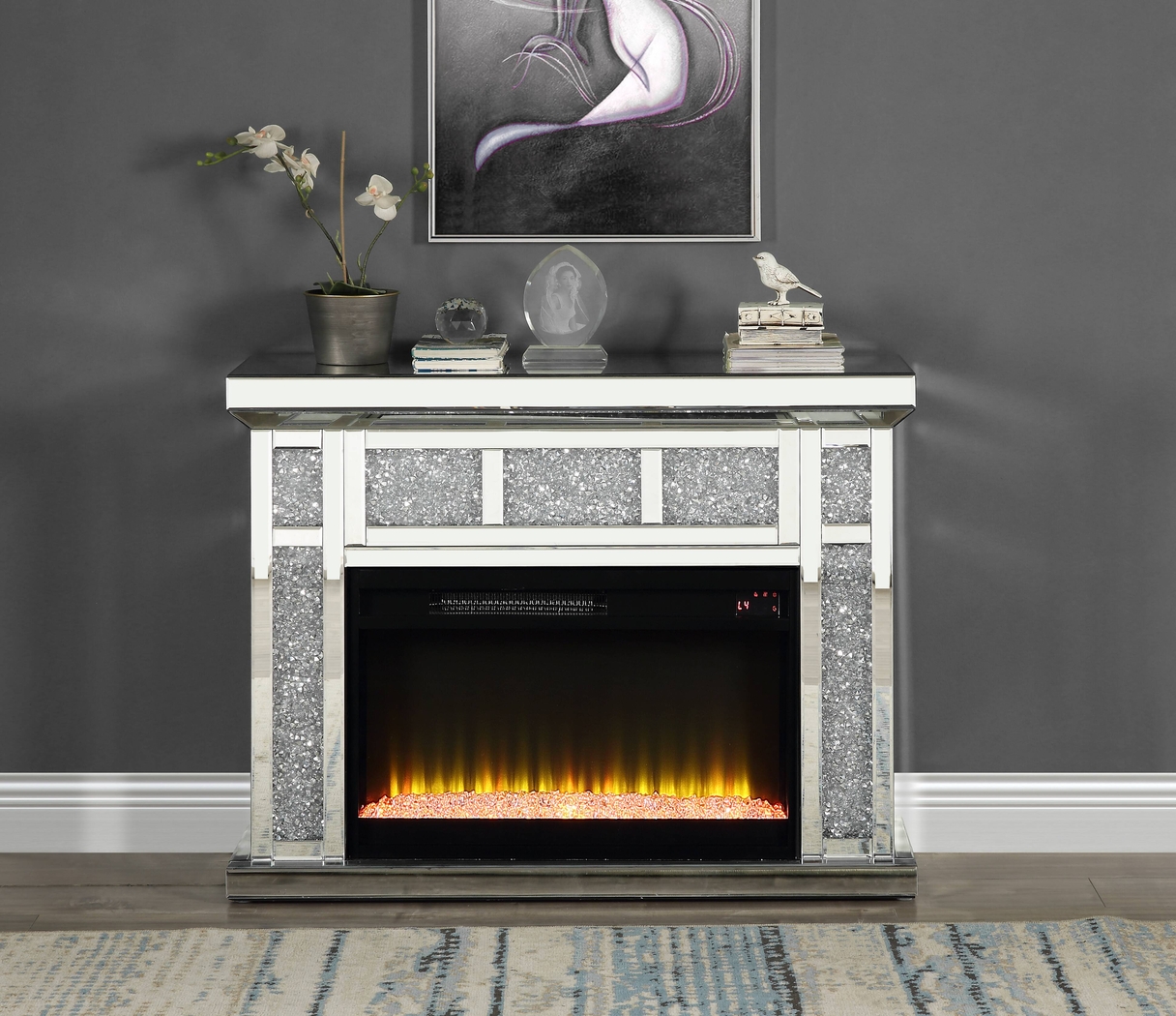 Calument Silver 39 in. Console, With Electric Fireplace - Thumbnail - Image 2