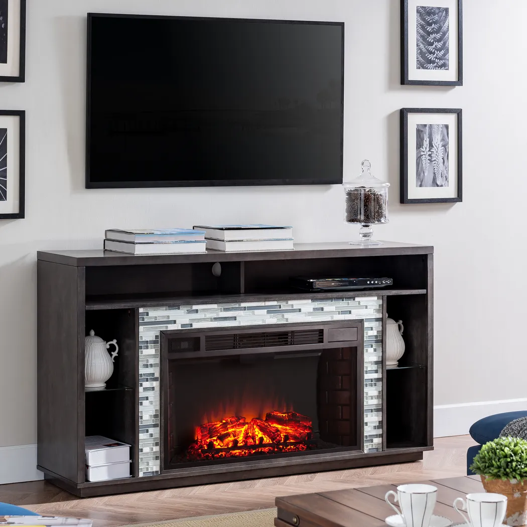 Calumet Gray 60 in. Console with Electric Fireplace - Thumbnail - Image 2