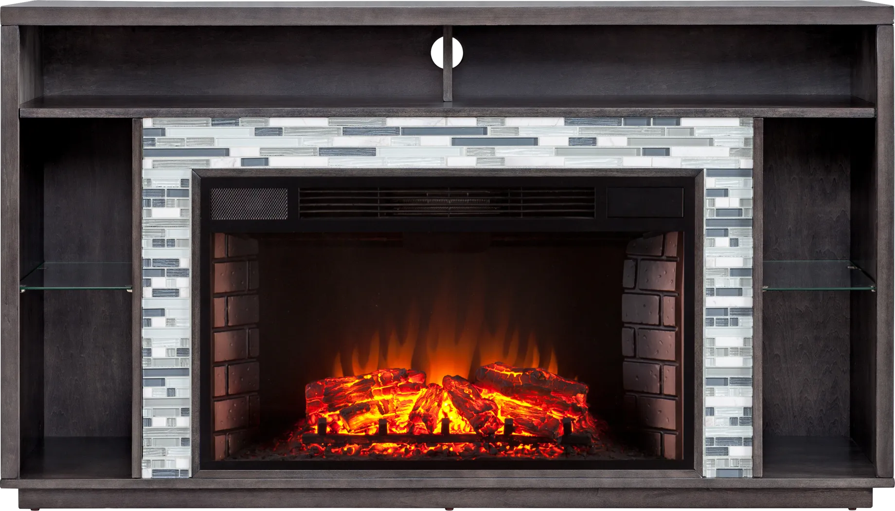 Calumet Gray 60 in. Console with Electric Fireplace - Thumbnail - Image 1