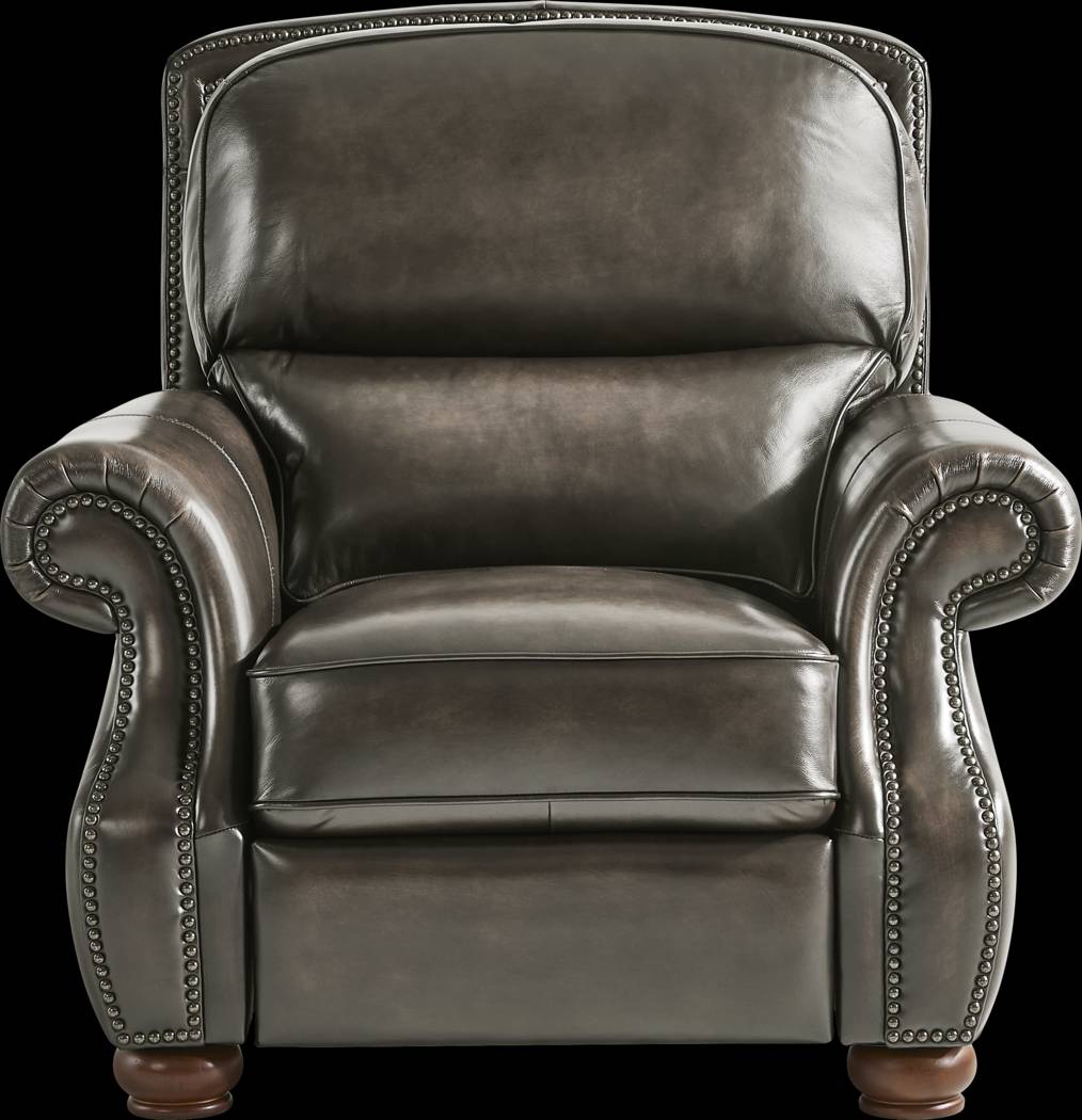 Calvano Lane Gray Leather Recliner - Thumbnail - Image 2