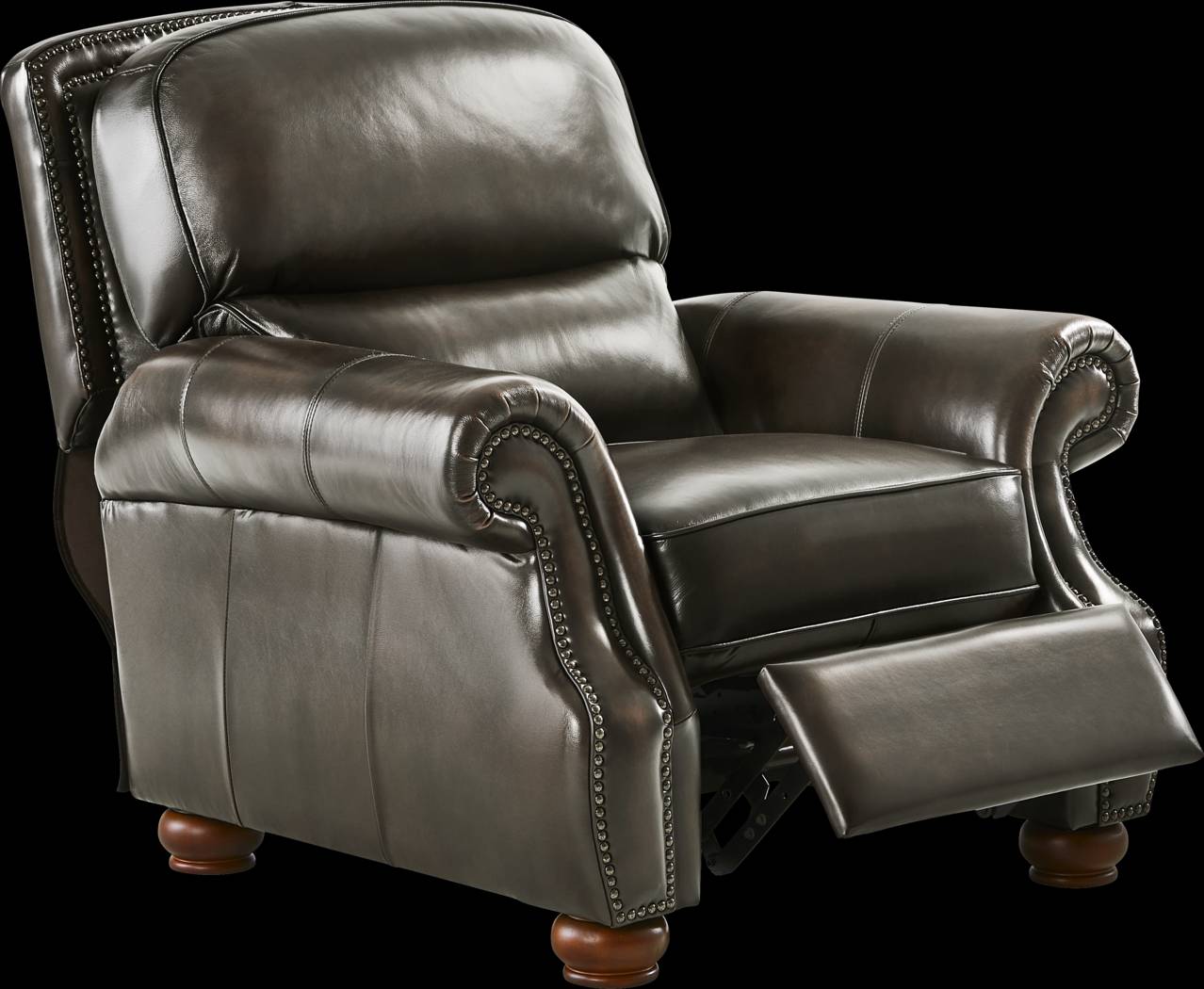 Calvano Lane Gray Leather Recliner - Thumbnail - Image 1