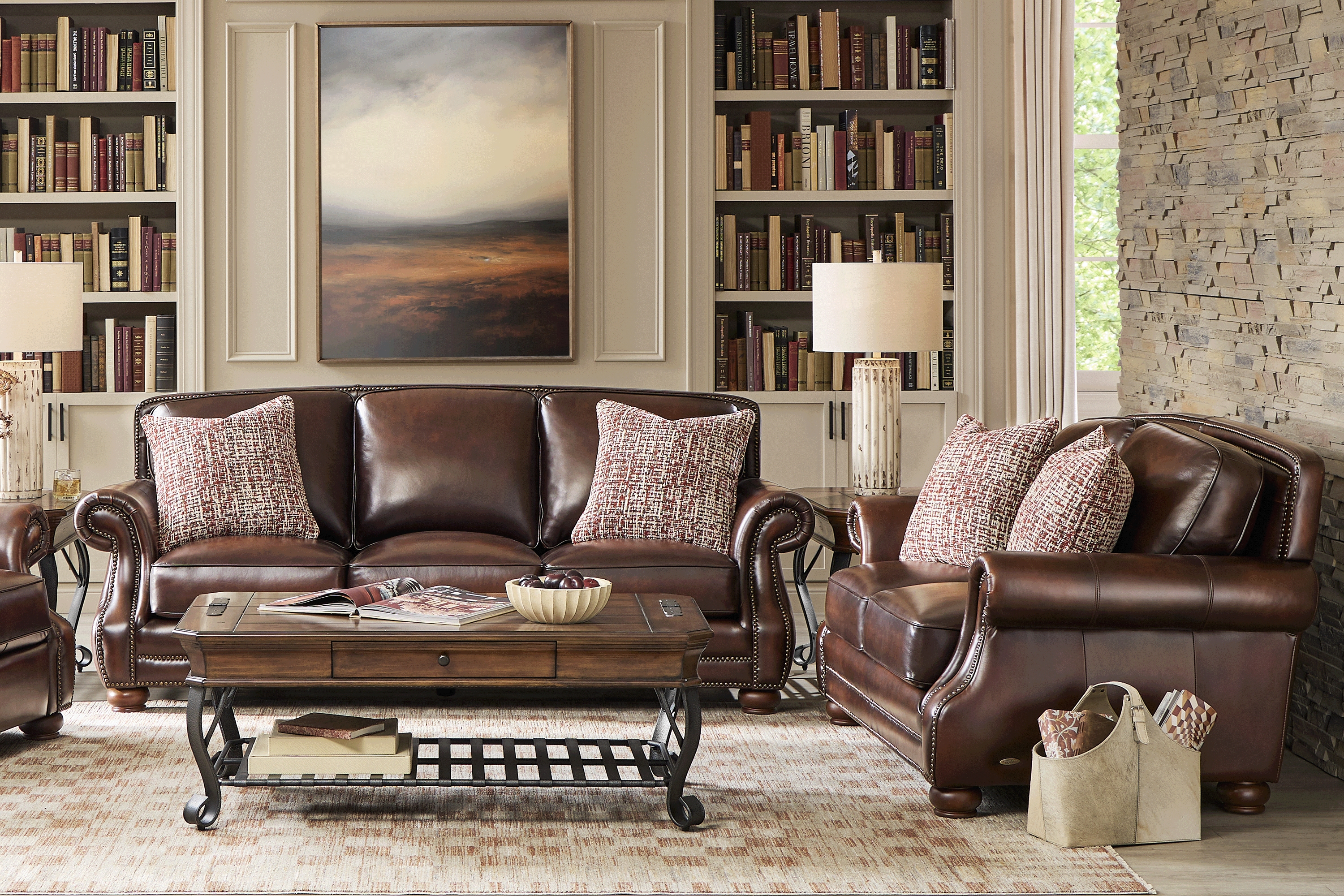 Calvano Lane Brown Leather Sofa - Thumbnail - Image 2