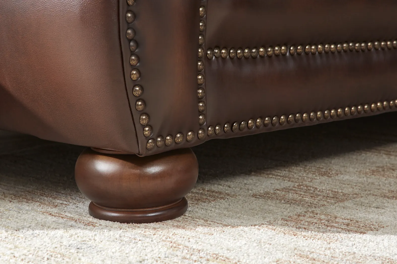 Calvano Lane Brown 7 Pc Leather Living Room with Gel Foam Sleeper Sofa - Thumbnail - Image 7