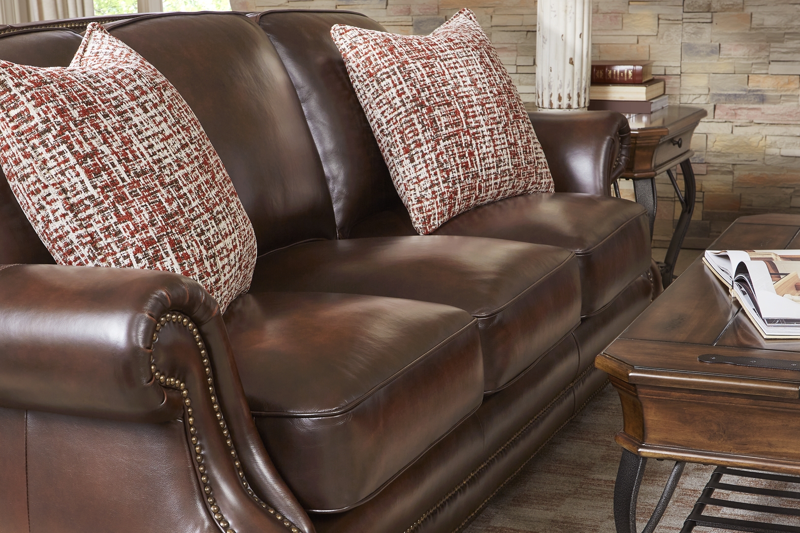 Calvano Lane Brown Leather Gel Foam Sleeper Sofa - Thumbnail - Image 3