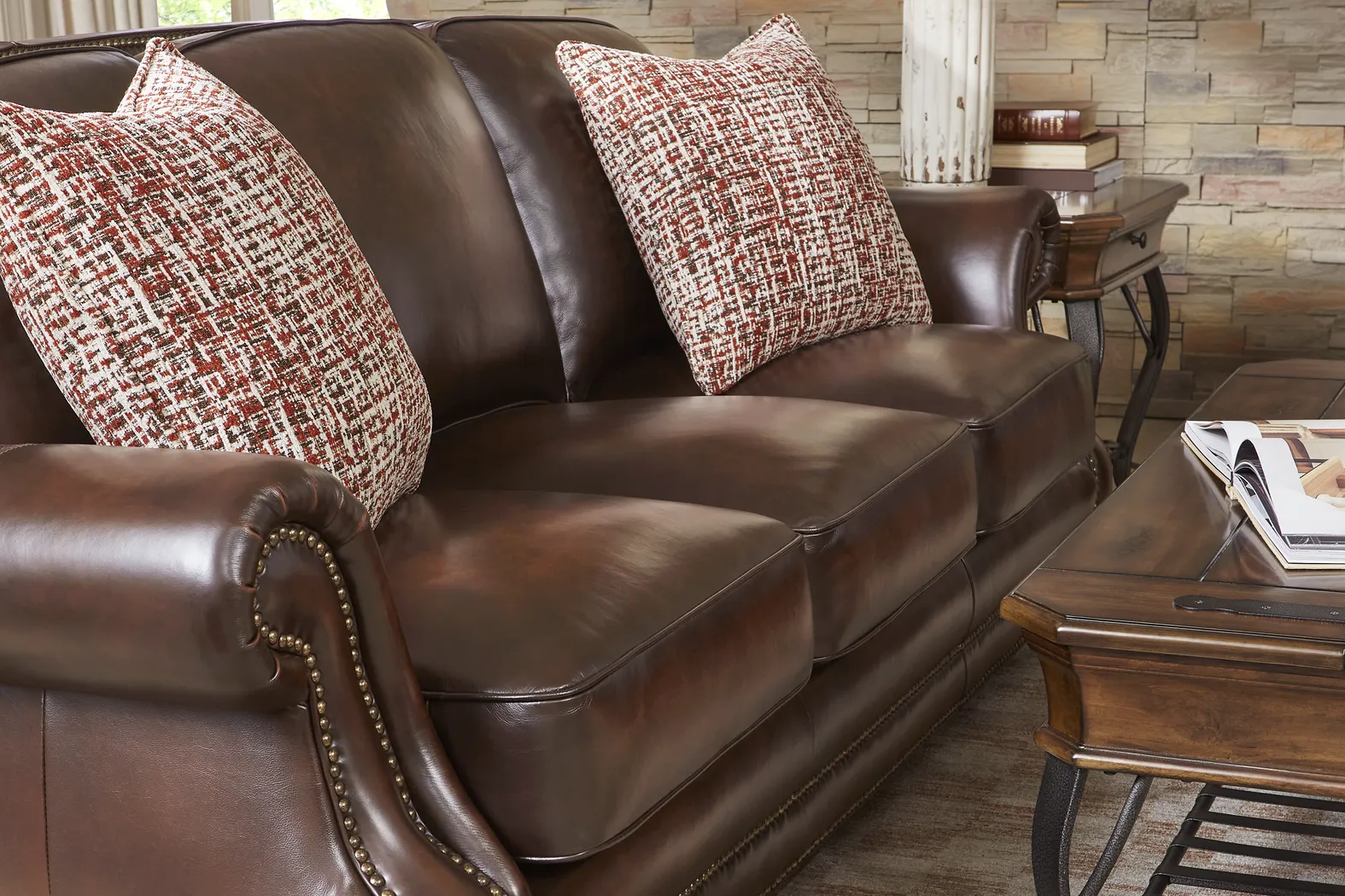 Trevaro Brown Leather 2 Pc Living Room - Thumbnail - Image 4
