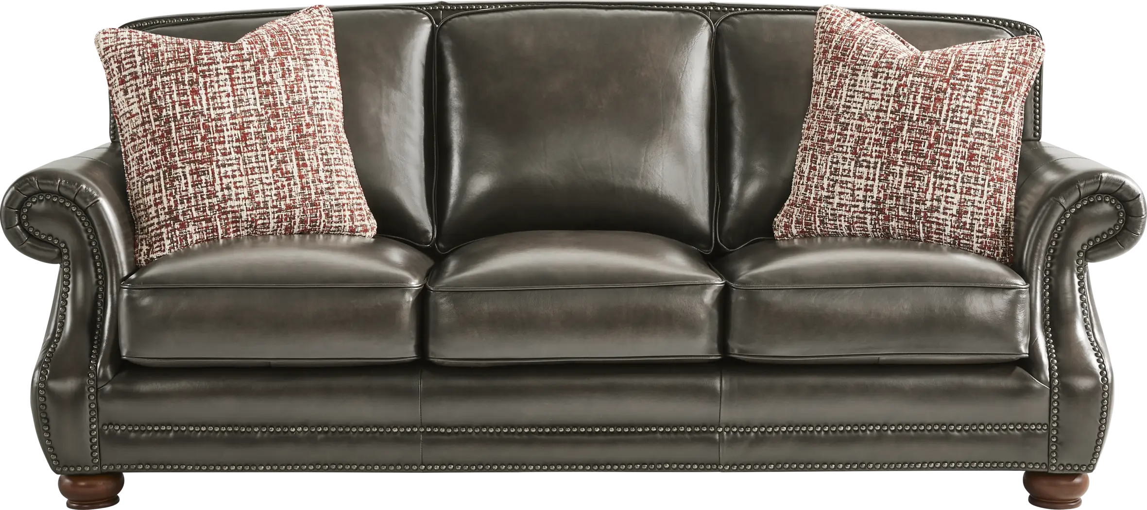 Calvano Lane Gray Leather Gel Foam Sleeper Sofa - Thumbnail - Image 1