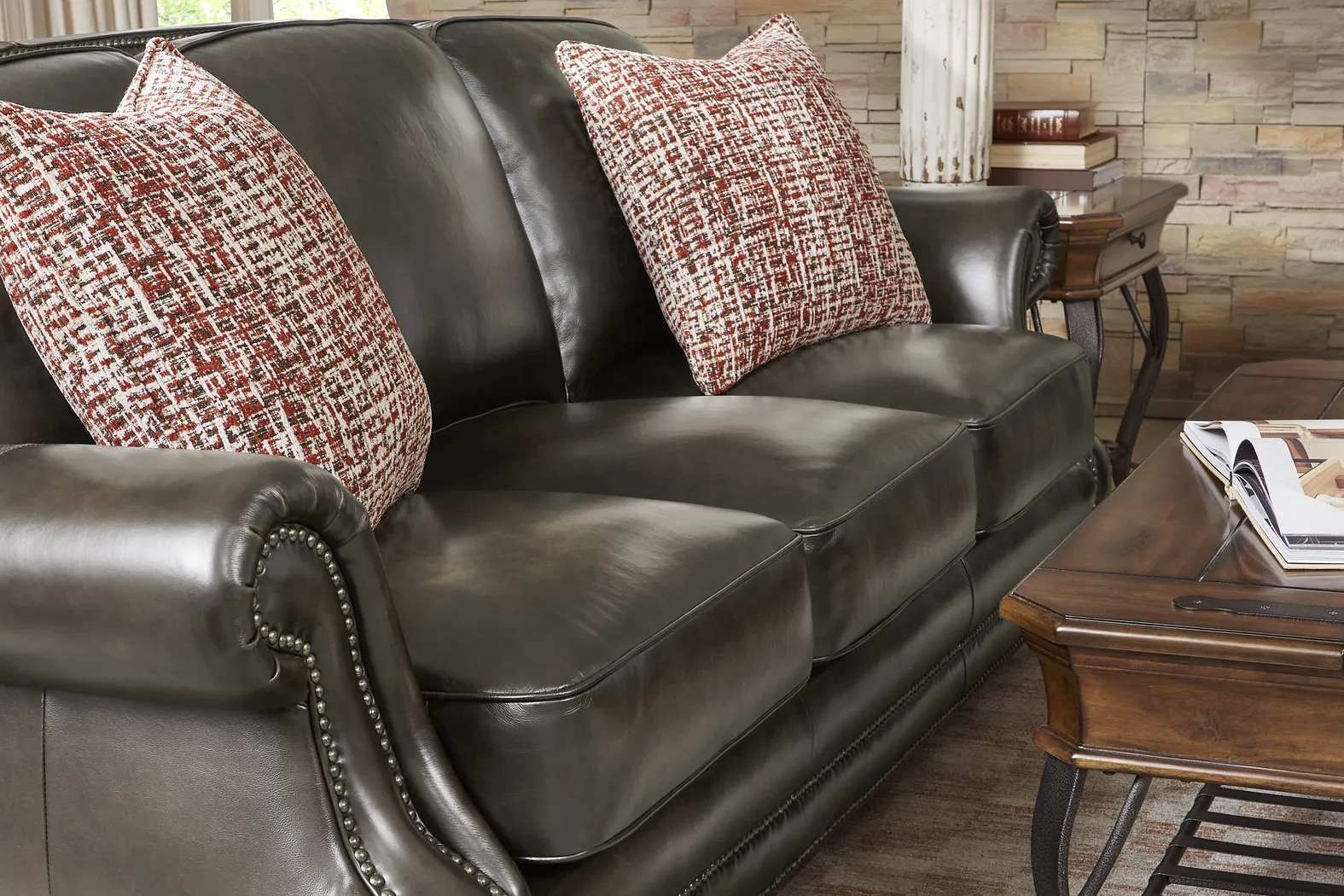 Trevaro Gray Leather 2 Pc Living Room - Thumbnail - Image 4