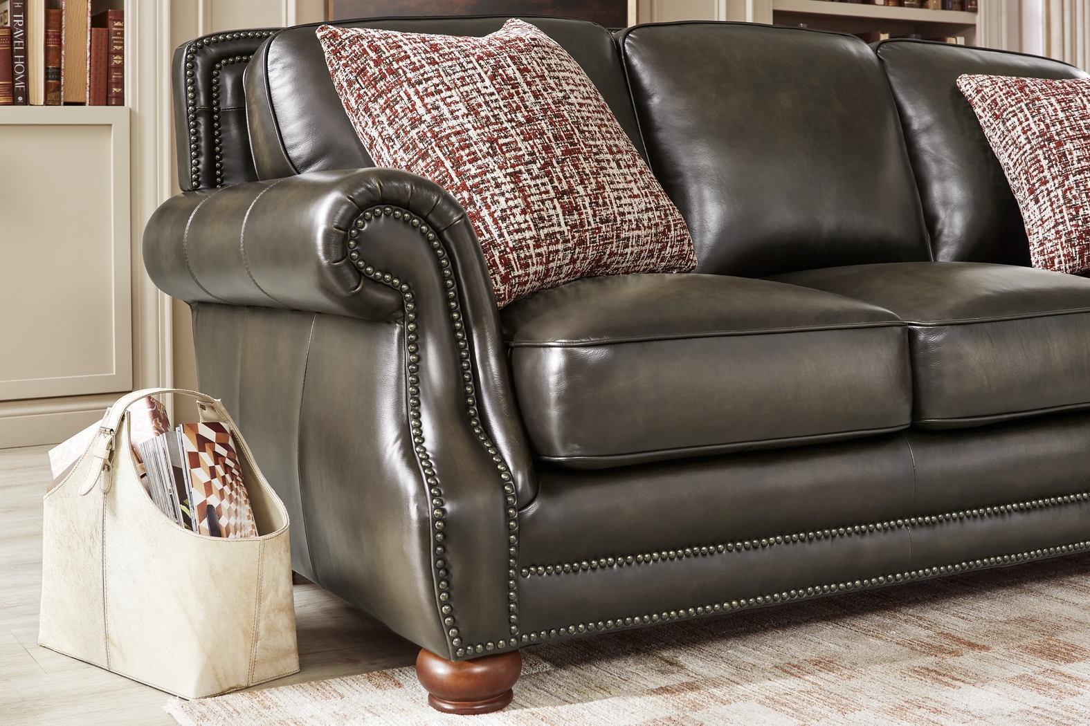 Calvano Lane Gray 2 Pc Leather Living Room - Thumbnail - Image 3