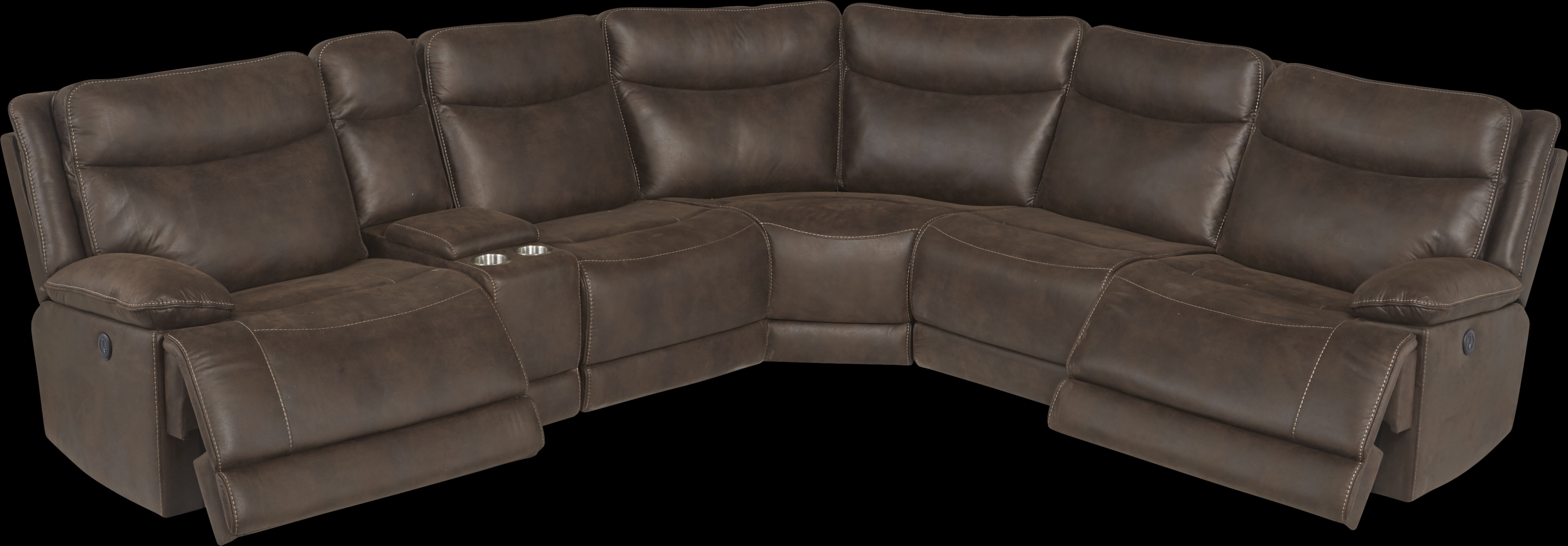 Calverton Chocolate 6 Pc Power Reclining Sectional - Thumbnail - Image 3
